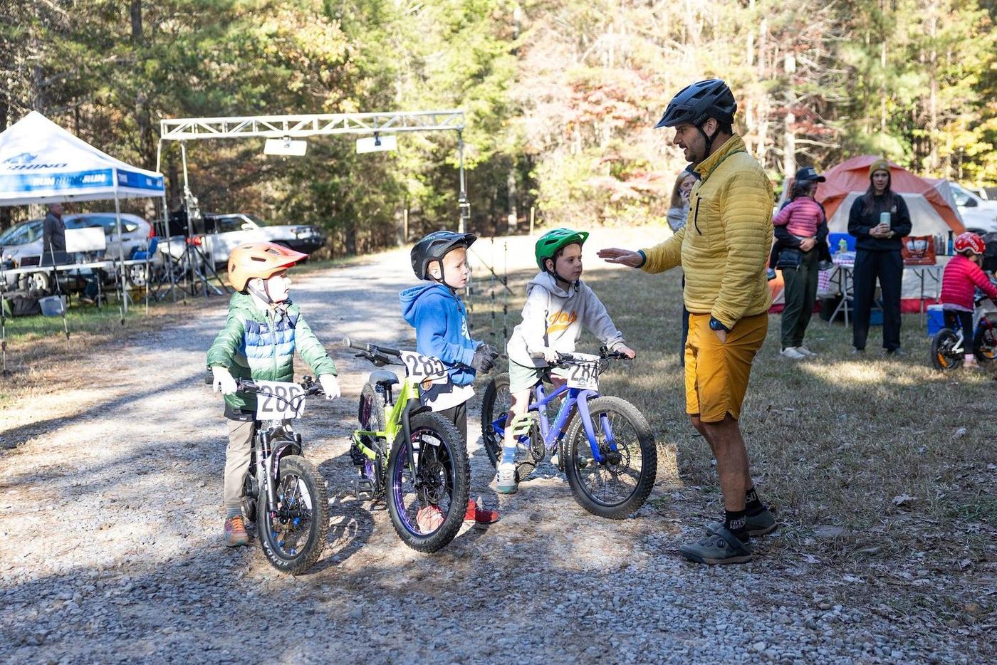 Young riders lining up at the kids ride
